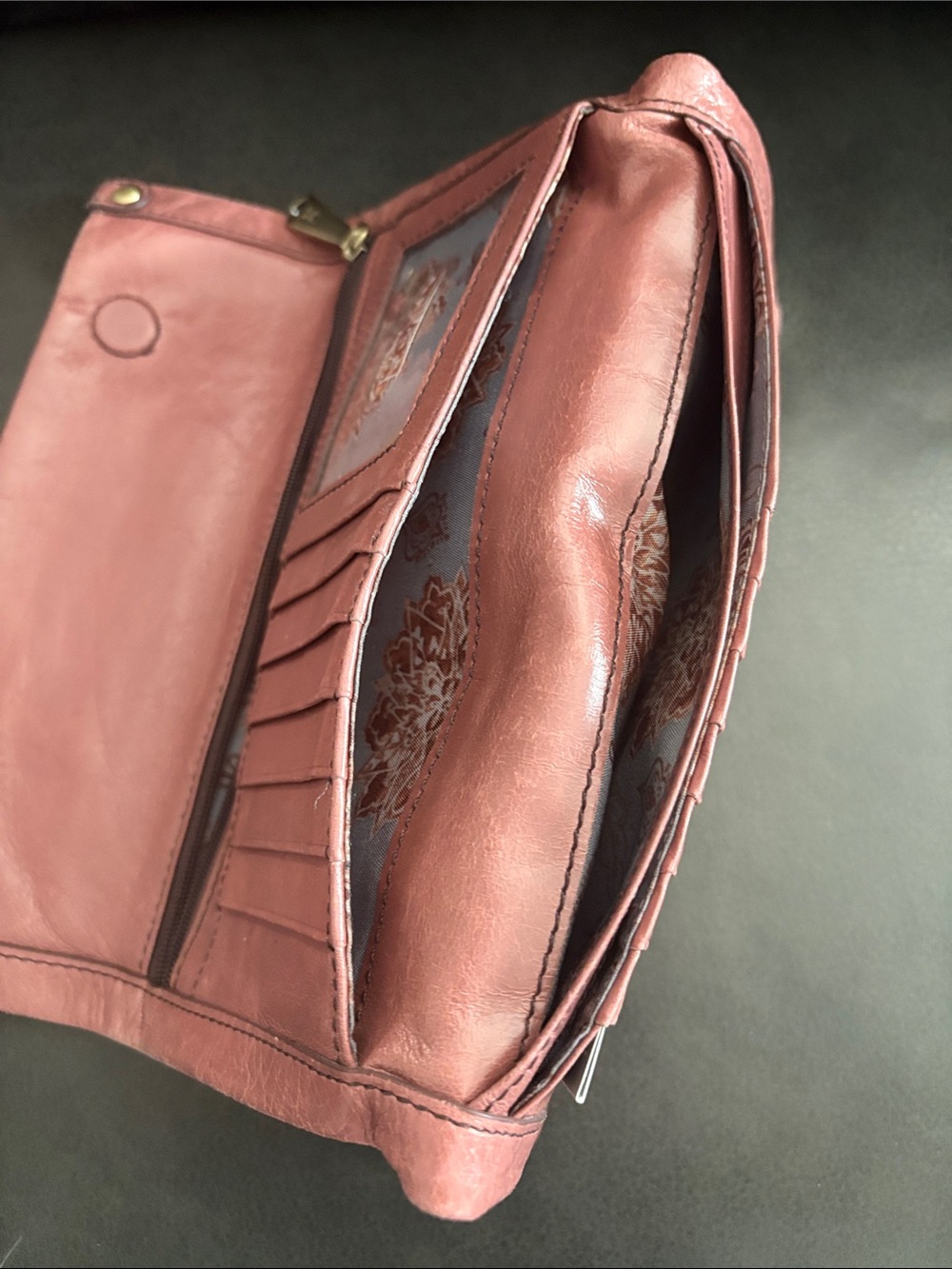 HOBO Pink Leather Fold-Over Clutch Wallet - Women - Picture 10 of 15